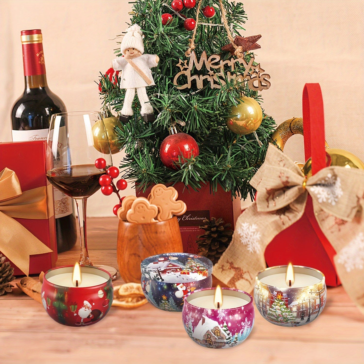 16pcs Christmas Scented Candle, Smoke-free, No-drip, Elegant Romantic Candle, Suitable For Family, Church, Seasonal Celebrations, Also Very Suitable For Christmas Use, As A Gift To Relatives And Friends. Lootquake LLC