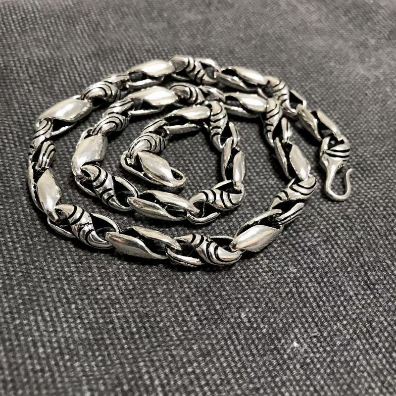 Men's Personality Punk Striped Sterling Silver Necklace Pi-Mart