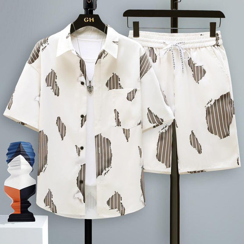 Men's Short-sleeved Suit Youth Student Leisure Sports Cool Shorts Two-piece Set Lootquake LLC