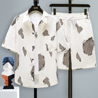 Men's Short-sleeved Suit Youth Student Leisure Sports Cool Shorts Two-piece Set Lootquake LLC
