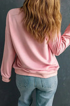 Pink Easter Sequin Egg Graphic Crew Neck Sweatshirt