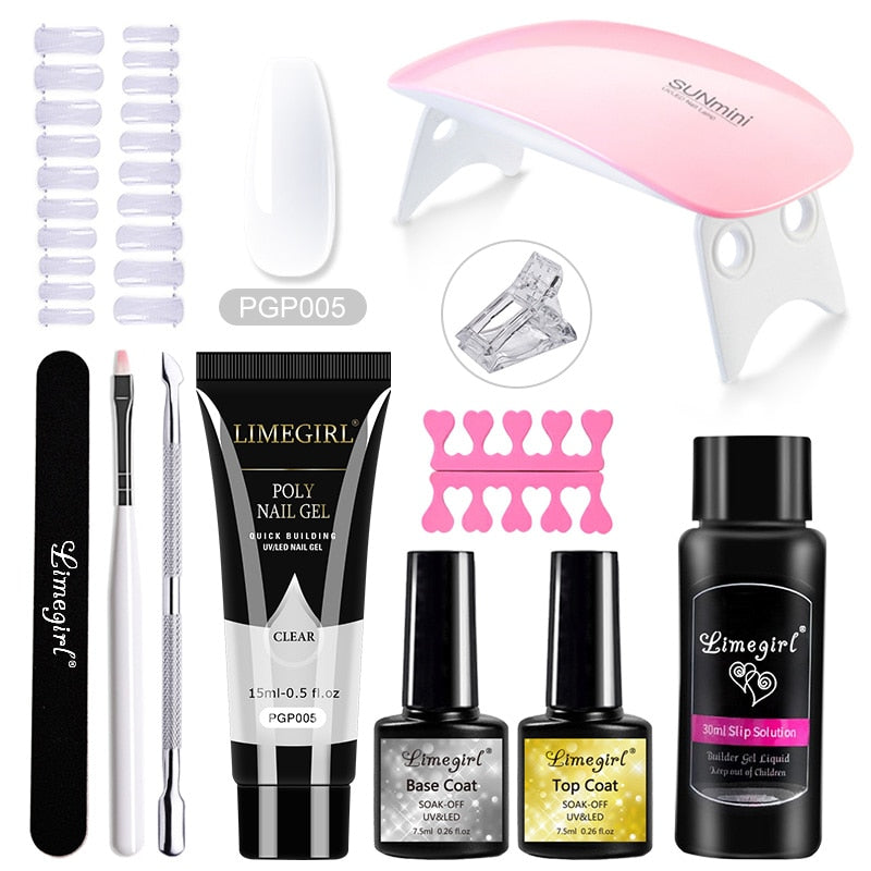 Poly nail Gel Kit With 54W UV Lamp Pi-Mart