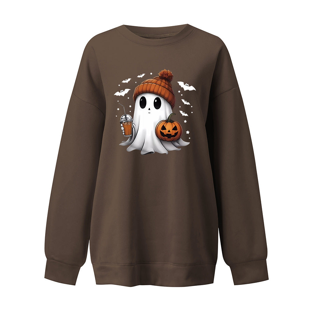 Fashion Drop-shoulder Sweater Women's Halloween Velvet Hoodie Pi-Mart