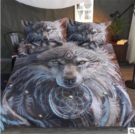 3D Digital Printing Wolf Tribe Warrior Duvet Cover Set Pi-Mart