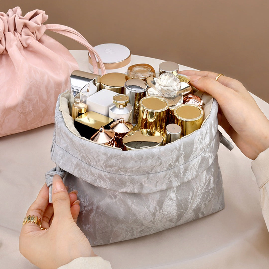 Bundle Mouth Cosmetic Bag – Large Capacity Storage Portable Makeup Bag for Women, Stylish and Functional Design for Everyday Use - SJB-DIAMOND ELITES