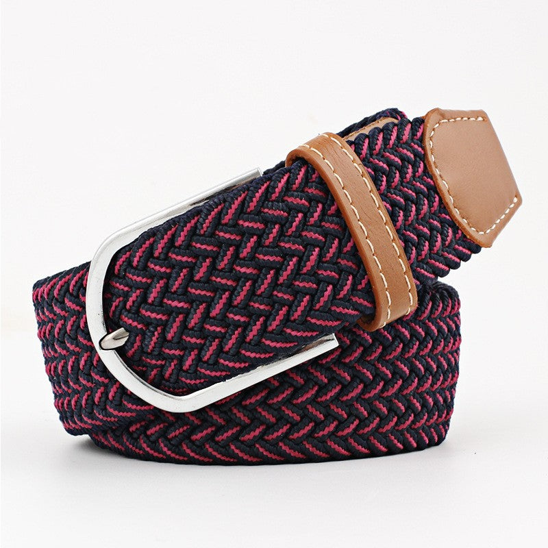 Women's Canvas Belt Student Pants Casual Stretch Braided Needle Buckle Pi-Mart