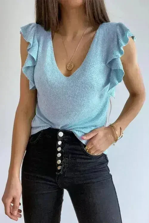 Cascading Ruffles Knit Tank Top - SJB-DIAMOND ELITES