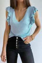 Cascading Ruffles Knit Tank Top - SJB-DIAMOND ELITES