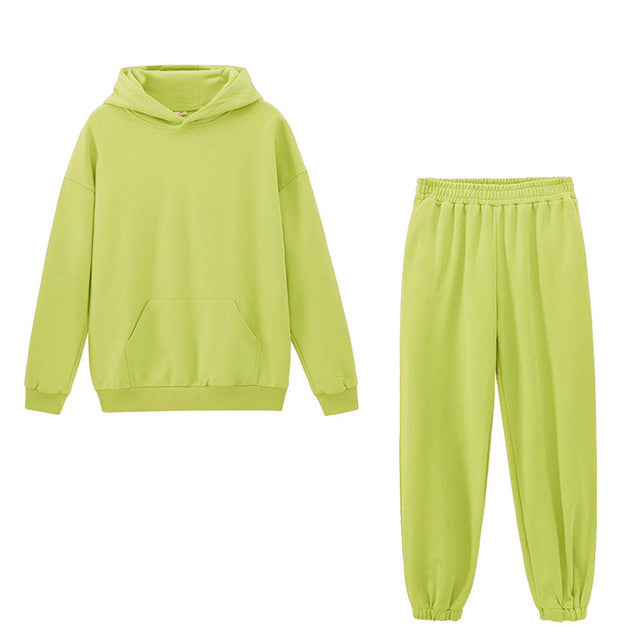 Women's Hoodie And Sweatpants White Sportswear Two-piece Suit Pi-Mart