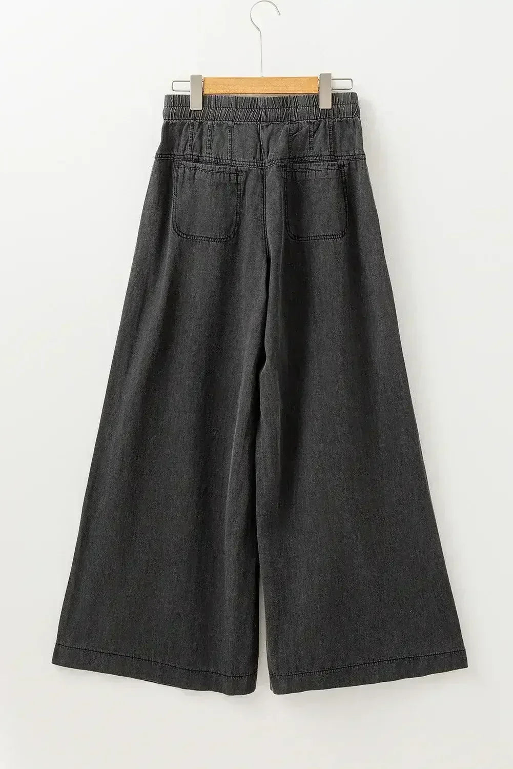 Carbon Grey Mineral Wash Button High Waist Wide Leg Jeans