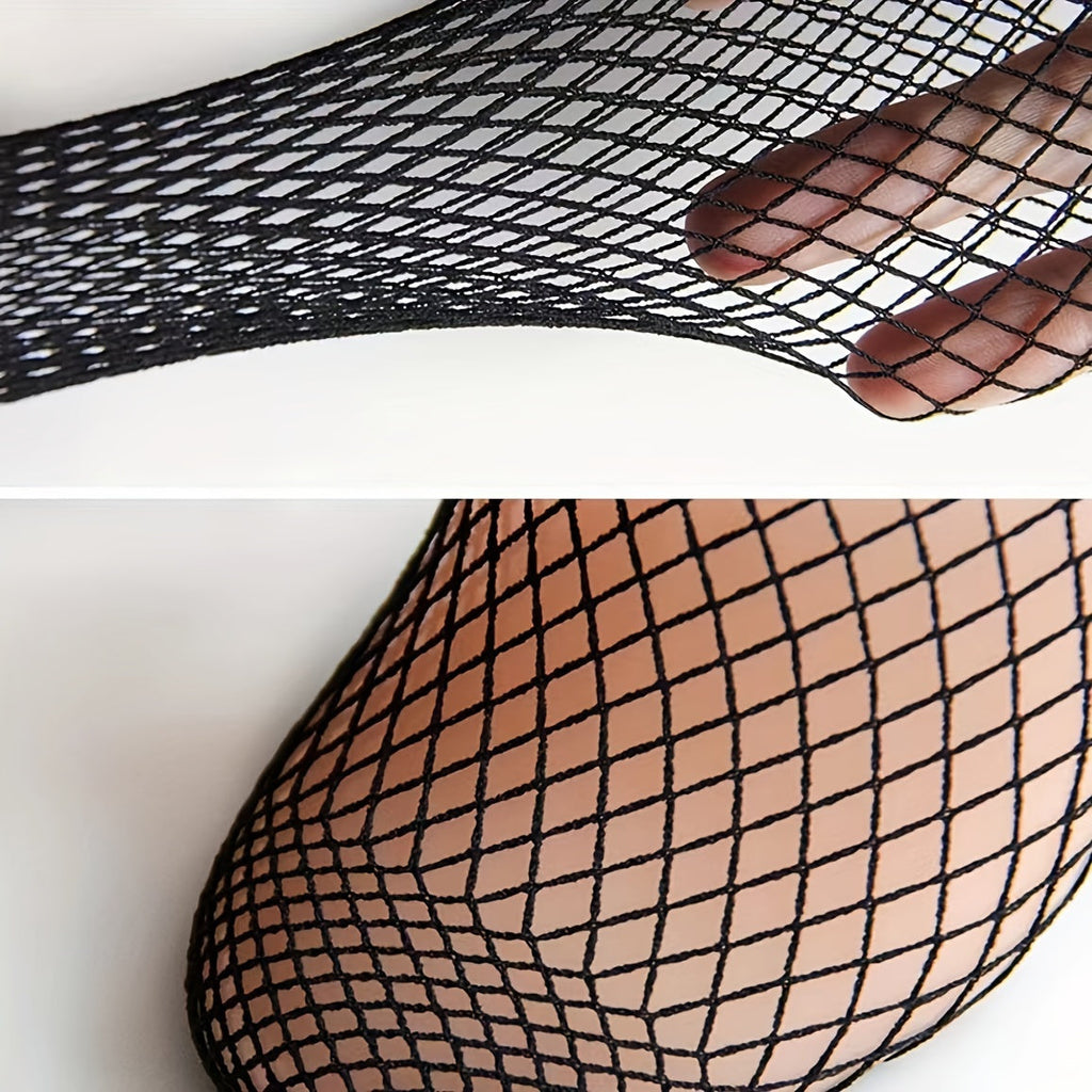 3 Pairs Women's Plus Sexy Socks, Plus Size Elastic Hollow Out Fishnet Breathable Short Socks Lootquake LLC