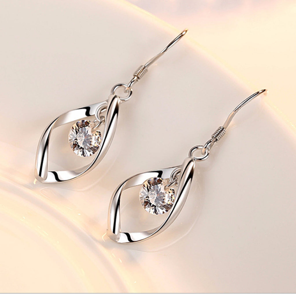 Zircon Reduction Silver Earrings Pi-Mart