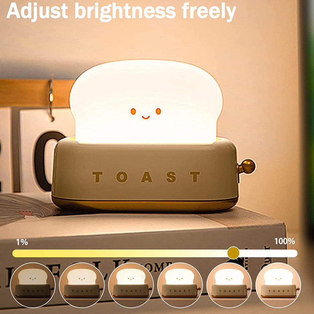 Creative LED Bread Maker Night Light USB Charging Dimming Toast Lamp Bedroom Children Timing Sleeping Lamps Funny Light Pi-Mart