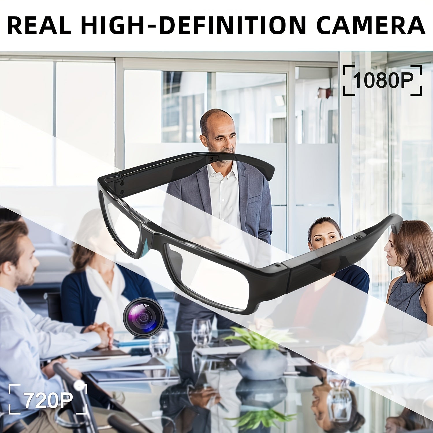 HD 1080P Smart Glasses Camera | Digital Video Recorder, 64GB Memory Card, Black ABS Frame, Rechargeable Battery, Eye Protection, HD Lens, Lightweight & Stylish Design, Sports Action Camera Lootquake LLC