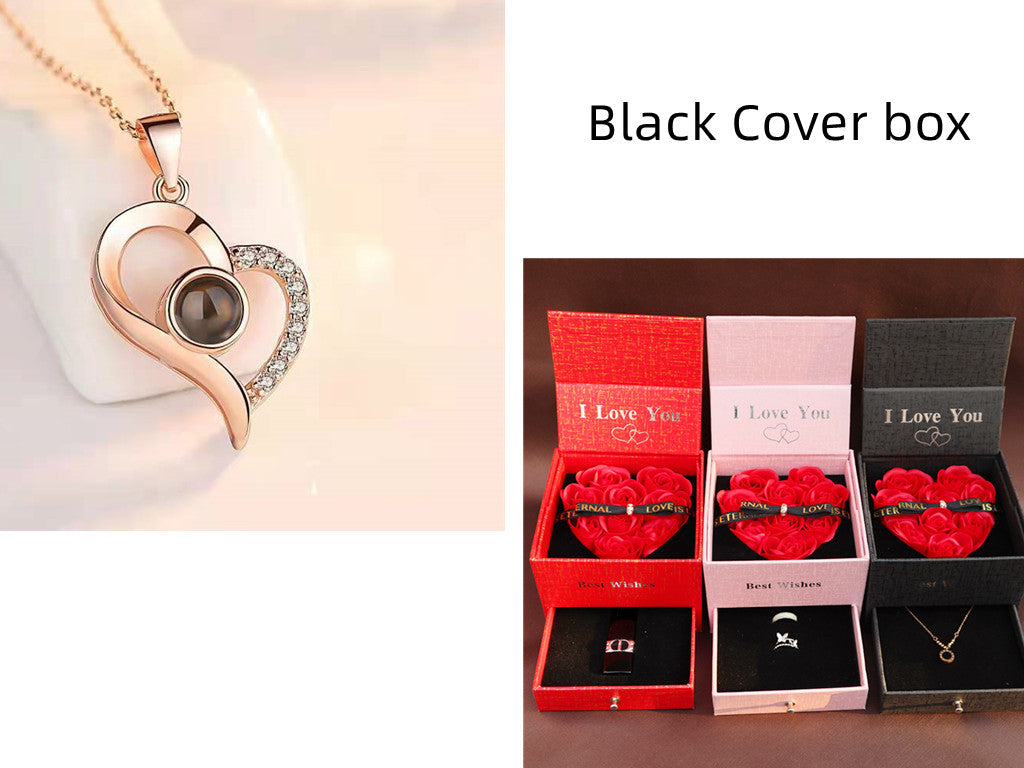 Hot Valentine's Day Gifts Metal Rose Jewelry Gift Box Necklace For Wedding Girlfriend Necklace Gifts Pi-Mart