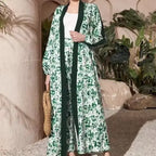 Two Piece Set Of Women's Contrasting Color Trimmed Floral Print Cardigan Jacket And Casual Loose Pants - SJB-DIAMOND ELITES