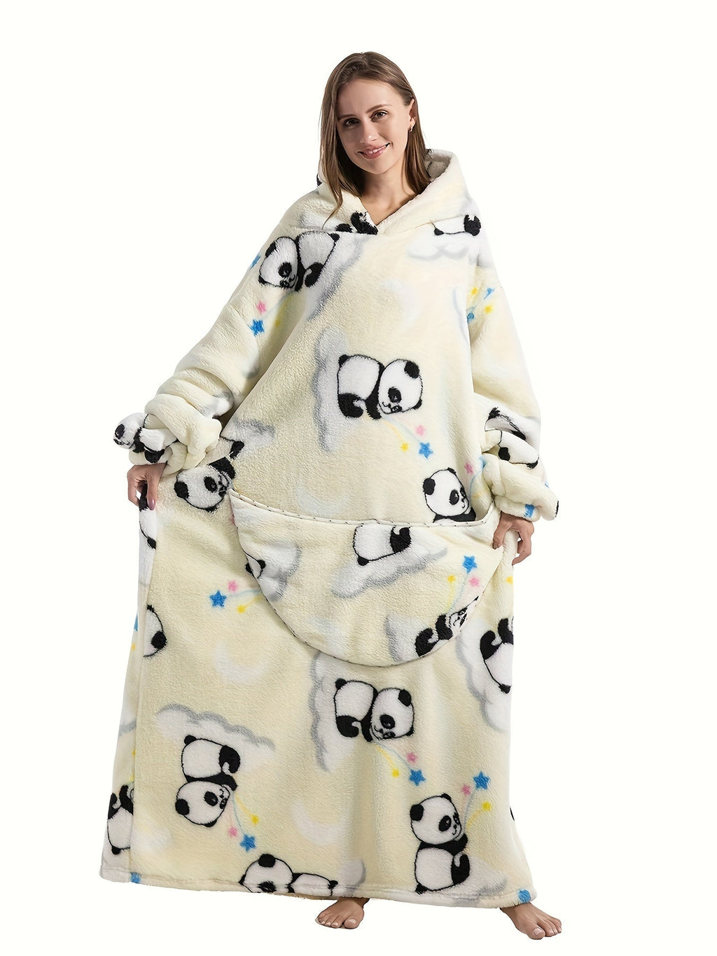 Plus Size Pumpkin Print Flannel Blanket Hoodie - Soft, Cozy, Plush, Hooded, Winter Outwear for Women with Halloween Theme Lootquake LLC