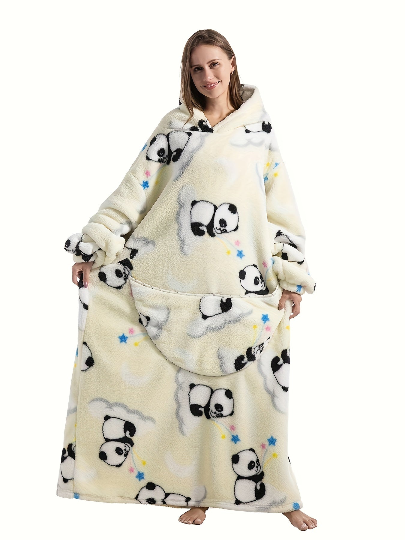 Plus Size Pumpkin Print Flannel Blanket Hoodie - Soft, Cozy, Plush, Hooded, Winter Outwear for Women with Halloween Theme Lootquake LLC