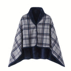 1pc Cozy Polar Fleece Shawl Blanket - Soft Double Layer Thick Plaid Pattern, Warm Autumn and Winter Wearable Throw Blanket for Office, Home, and Outdoor - Perfect for Chilly Days and Gift Giving