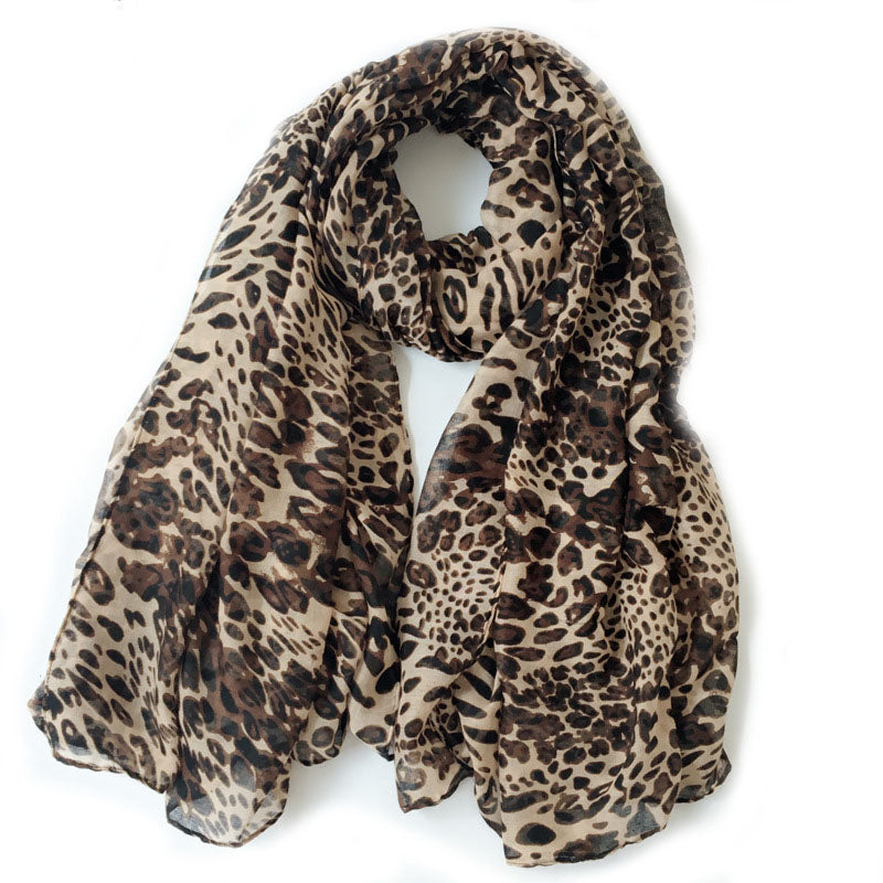 Summer Scarves for Women Lightweight Leopard Print Hawaiian Wrap Beach Shawl Voile Head Scarf Leopard Print scarf SHOMICOBOUTIQUE