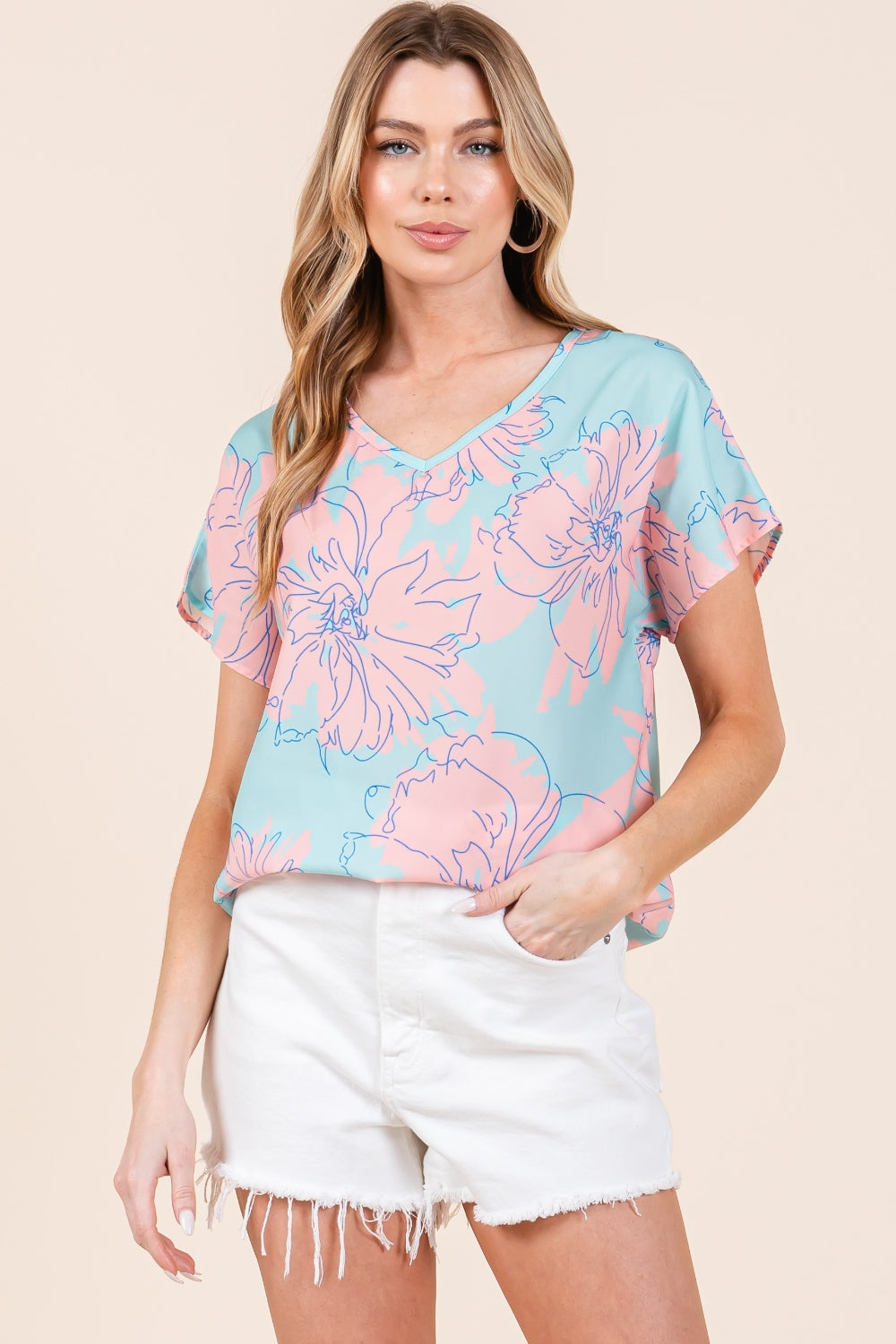 BOMBOM Floral Short Sleeve T-Shirt Lootquake LLC