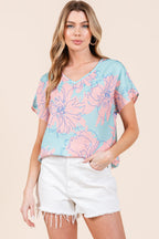 BOMBOM Floral Short Sleeve T-Shirt Lootquake LLC