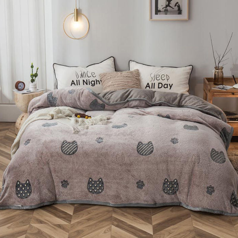 Plush Thick Snowflake Duvet Cover Single Piece Flannel Pi-Mart