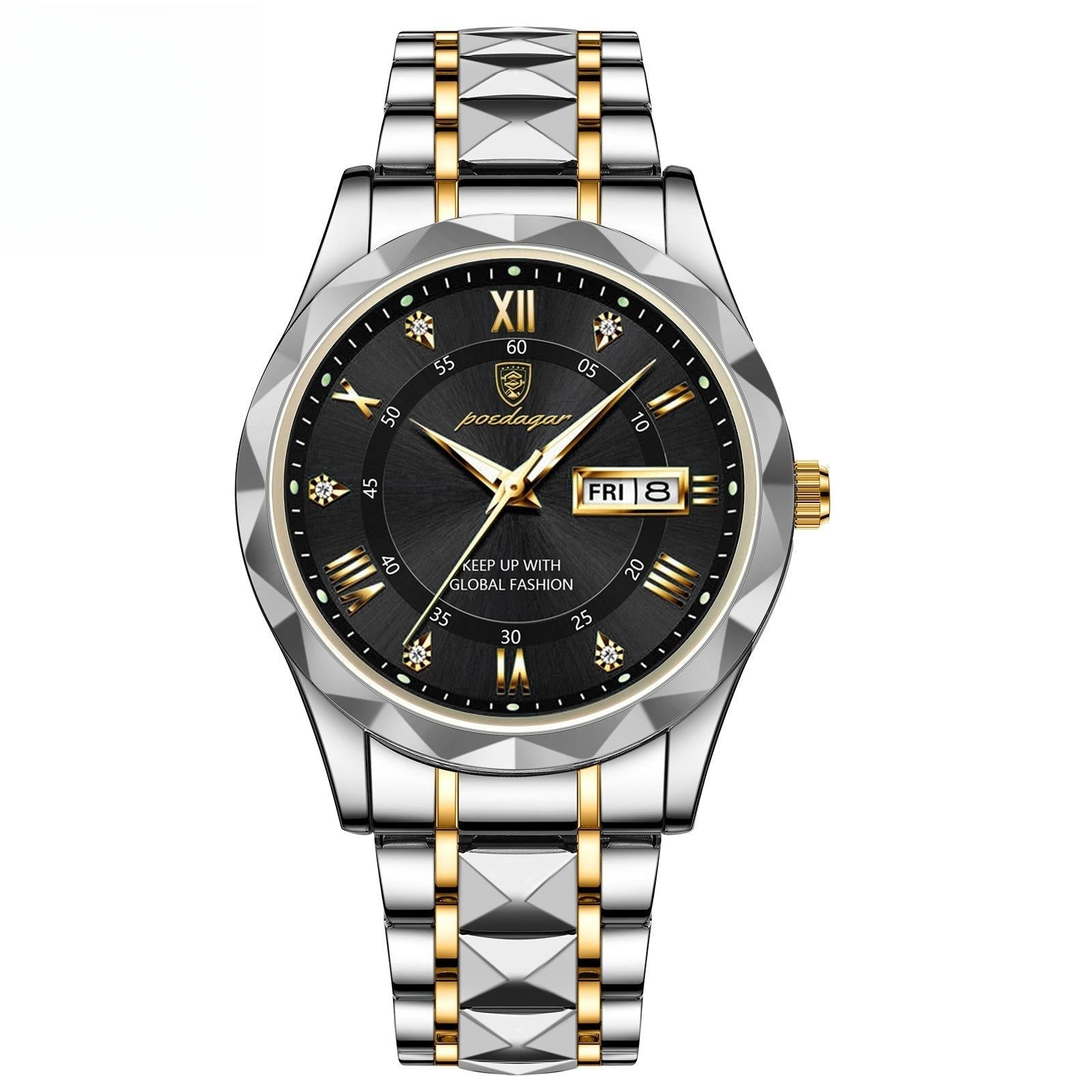 Men's Waterproof Double Calendar Luminous Quartz Watch Pi-Mart