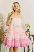 Swiss Dot Ruffled Tiered Lined Mini Dress | Femstylo