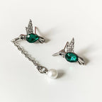 Colorful Hummingbird Full Diamond Pendant Earrings Pi-Mart