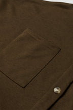 Dark Brown Button Up Contrast Knitted Sleeves Hooded Jacket Lootquake LLC