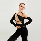 Long Sleeve Top Cut Out Asymmetrical Neck - SJB-DIAMOND ELITES