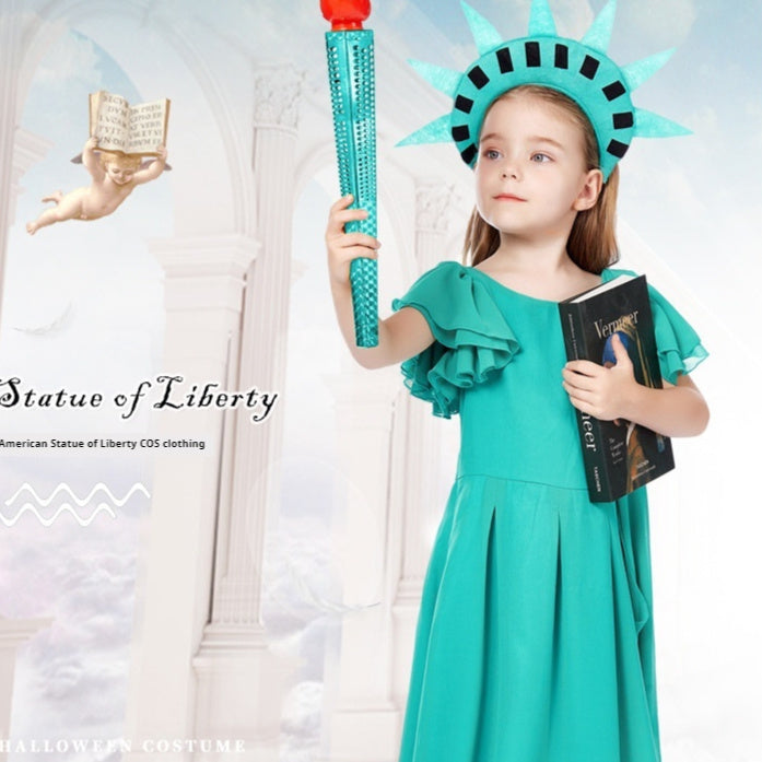 Children's Statue Of Liberty Cos Costume Ancient Greek Dress Lootquake LLC