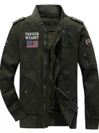 Men's Plus Size Zip  Up Embroidered Bomber Jacket THRIXINE