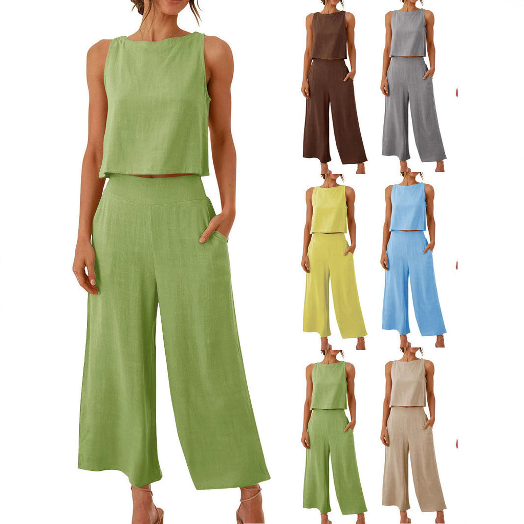Sleeveless Wide Leg Trouser Set Lootquake LLC