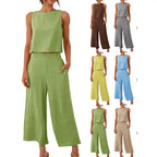Sleeveless Wide Leg Trouser Set Lootquake LLC
