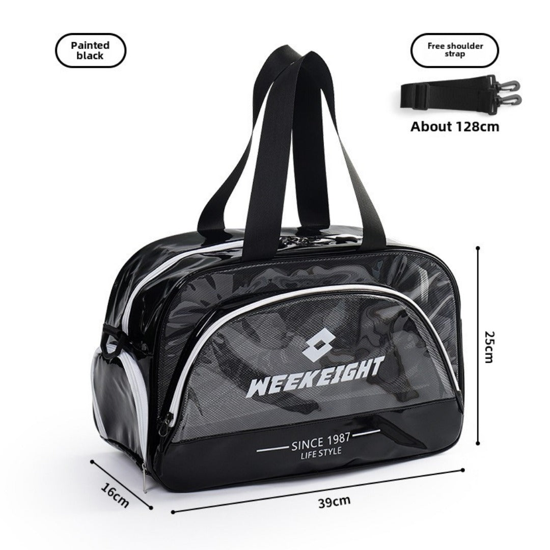 PVC transparent swimming storage bag, wet and dry separation sports beach bag, large capacity fitness bag, Transparent travel tote bag for women - SJB-DIAMOND ELITES