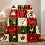 1pc Cozy Vintage Christmas Print Flannel Blanket - Soft, Warm, and Plush Throw for Couch, Sofa, Office, Bed, Camping, and Travel - Multi-Purpose Gift for All Seasons with Versatile Uses Lootquake LLC