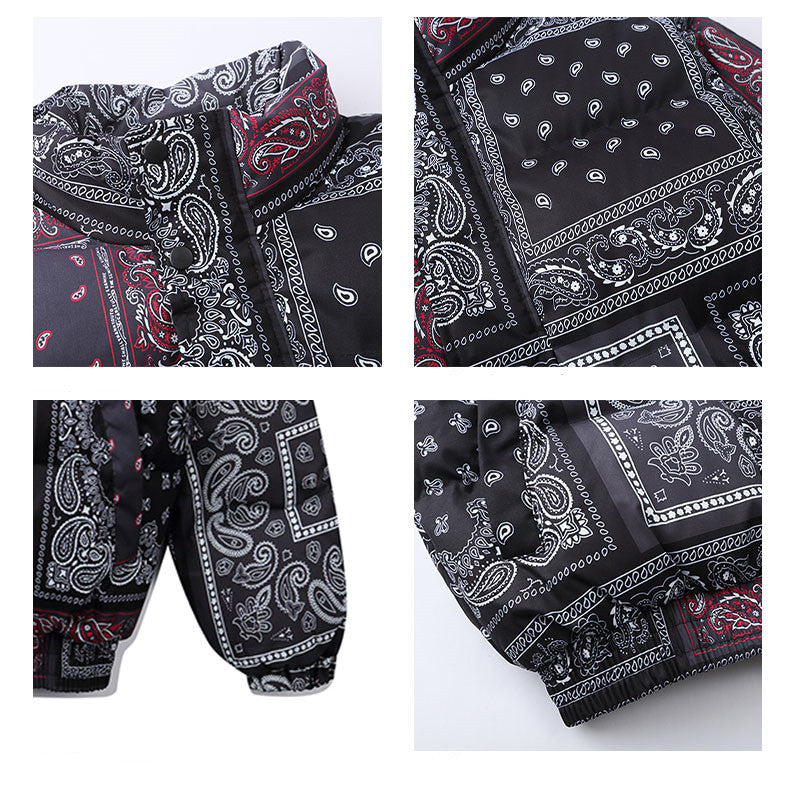 Retro Cashew Flower Full Print Padded Coat Pi-Mart