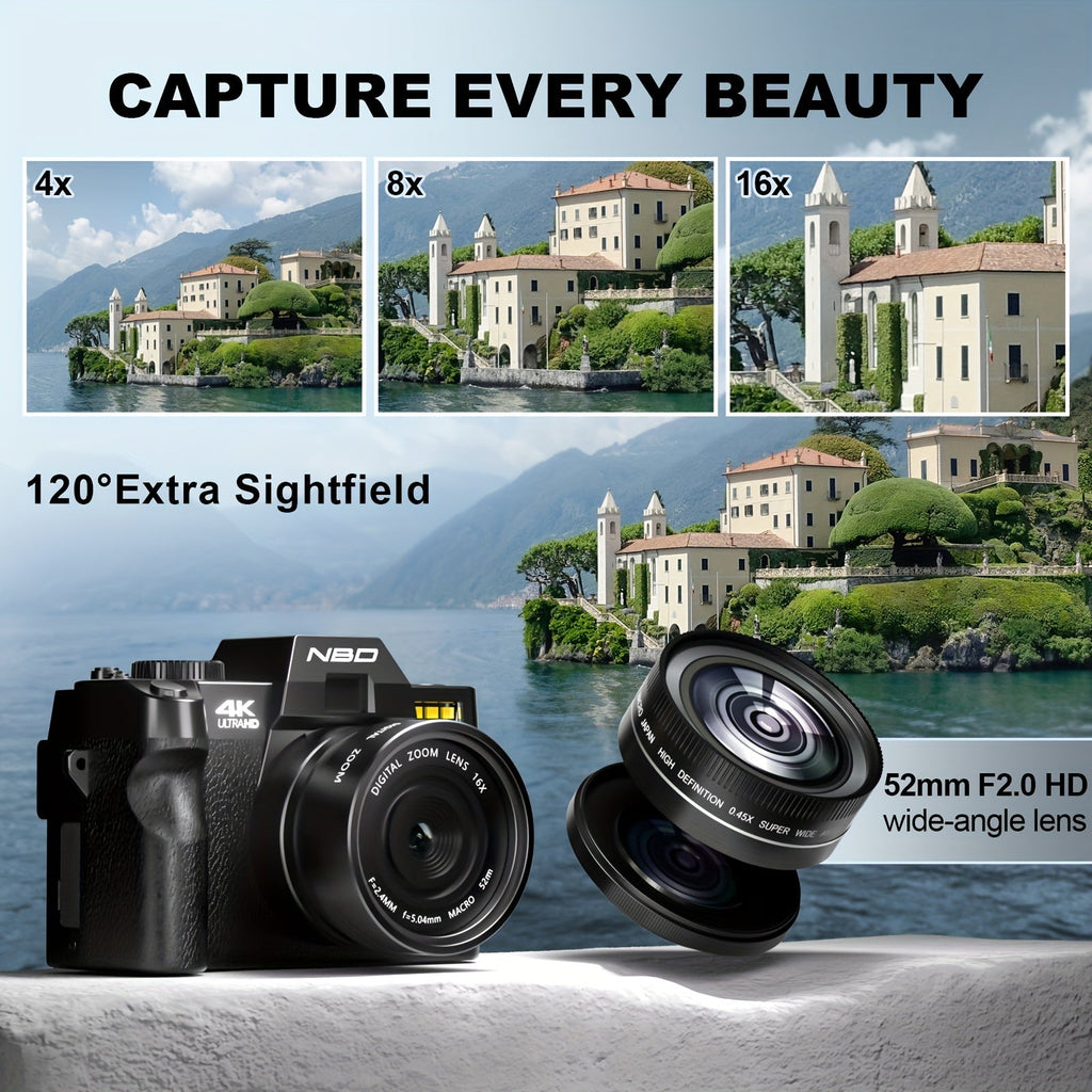 NBD S100 Pro 4K Digital Cameras For Photography, 48MP/60FPS Video Camera For Vlogging, WiFi & App Control Vlogging Camera, Small Camera With 32GB TF Card.Wide-Angle & Macro Lens Lootquake LLC