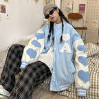 Stitching Heart Embroidery Loose Student Jacket Trendy Pi-Mart