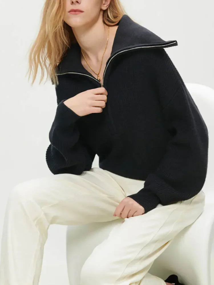 Turtleneck Zipper Sweater Pi-Mart