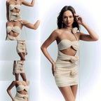 2023 Women's Slim Summer French Hollow Three-dimensional Halter Neck Tube Top Dress - SJB-DIAMOND ELITES