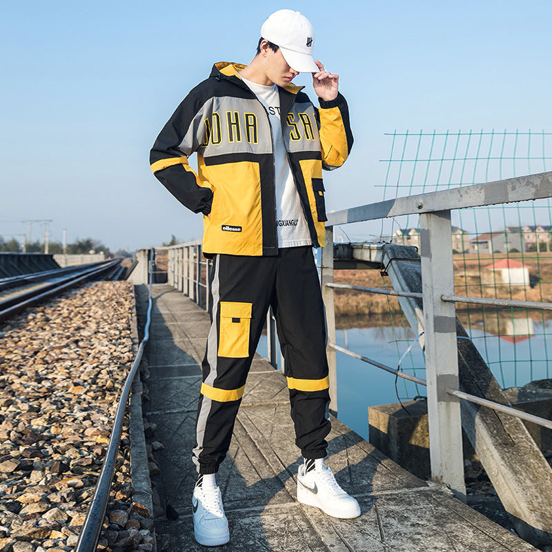 Youth Hip Hop Two-piece Student Hooded Fashion Long Sleeve Sweatshirt Jacket Pi-Mart