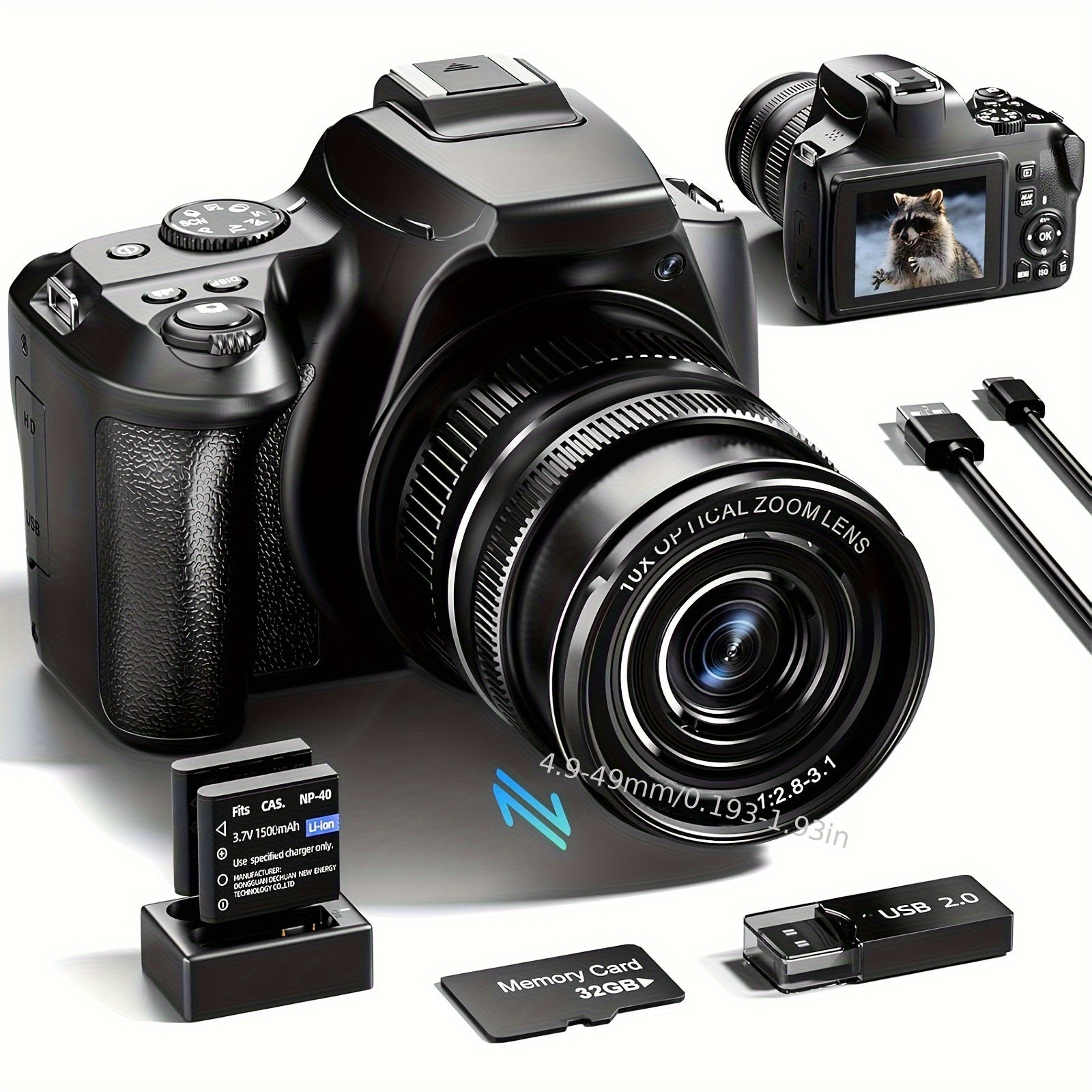 4K Digital Camera for Photography, 10x Zoom YouTube Vlogging Camera, 64MP Auto Focus Compact Camera with 64GB SD Card, Battery, USB Reader & Charging Stand