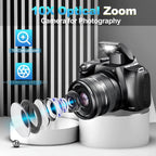 4K Digital Camera for Photography, 10x Zoom YouTube Vlogging Camera, 64MP Auto Focus Compact Camera with 64GB SD Card, Battery, USB Reader & Charging Stand