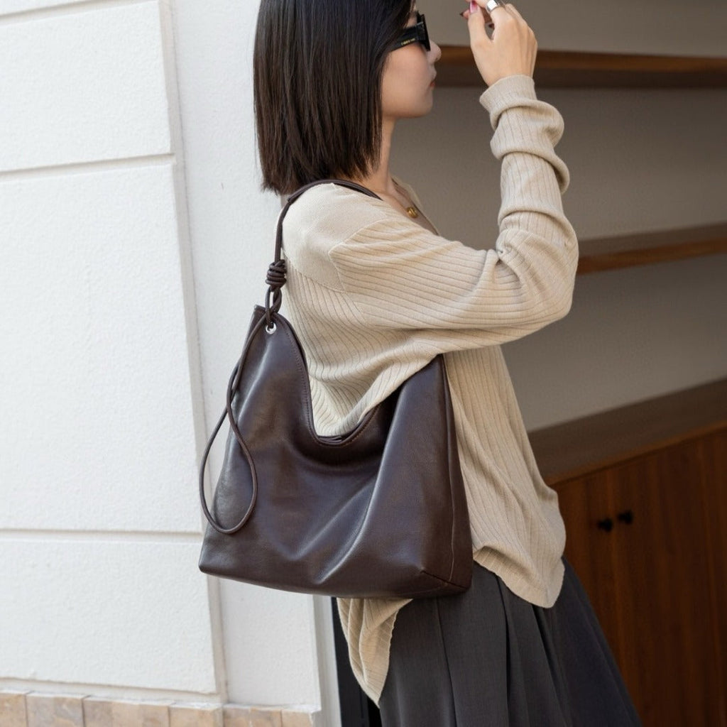 Real Leather Women Shoulder Purse, Sheepskin Shoulder Bag, Armpit Hobo Bag, Tote Bag Leather Retro, Shoulder Commuter Bag - SJB-DIAMOND ELITES