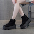 Short Leather Warm Women's Shoes Pi-Mart