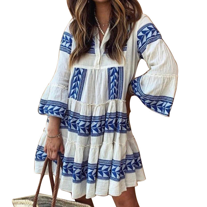 Women's Printed Loose Bohemian Swing Dress