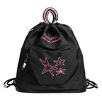 Retro denim travel backpack, drawstring women's backpack purse, casual small backpack women